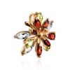 Floral Golden Pendant With Multicolor Gemstones, image 