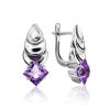 Bold Silver Earrings With Amethyst, image 