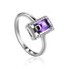 Vintage Style Silver Ring With Amethyst And Crystals, Ring Size: 7 / 17.5, image 