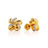 Romantic Gold Plated Earrings With Crystals, image 