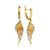 Gold Plated Wing Shaped Dangles With White Crystals, image 