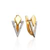 Amazing Gold Plated Earrings With White Crystals, image 