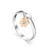 Silver Golden Floral Ring With Diamond The Diva, Ring Size: 6 / 16.5, image 