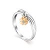 Floral Silver Ring With Diamond Dangle, Ring Size: 8.5 / 18.5, image 