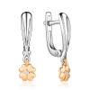 Silver Diamond Ring With Golden Clover Dangles, Ring Size: 8.5 / 18.5, image 
