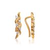 Refined Gold Plated Silver Earrings With Crystals, image 