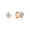 Square Gold Diamond Studs, image 