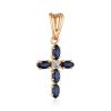 Golden Cross Pendant With Sapphires And Diamonds, image 