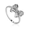 Filigree Silver Bow Ring With Crystals, Ring Size: 6.5 / 17, image 