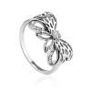 Ornate Silver Bow Ring With Crystals, Ring Size: 7 / 17.5, image 