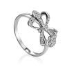 Silver Bow Ring With Crystals, Ring Size: 8.5 / 18.5, image 