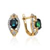 Classy Golden Earrings With Sapphire And Diamonds The Mermaid, image 