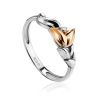 Silver Floral Ring With Golden Flower And Diamond The Diva, Ring Size: 6 / 16.5, image 