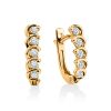 Classy Golden Earrings With White Diamonds, image 