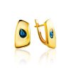 Stylish Gold Plated Earrings With Blue Stones, image 