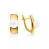 Geometric Gold Plated Earrings With Pearl, image 