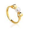 Classy Gold Plated Pearl Ring, Ring Size: 7 / 17.5, image 