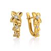 Floral Design Gold Plated Silver Earrings, image 