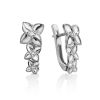 Silver Floral Earrings With Crystals, image 