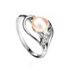 Серебряное кольцо с культивированным жемчугом и фианитами, Ring Size: 6.5 / 17, image 