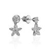 Silver Stud Earrings With Star Shaped Dangles, image 