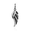 Silver Wing Pendant With Black And White Crystals, image 