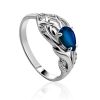 Filigree Silver Ring With Blue And White Crystals, Ring Size: 8 / 18, image 