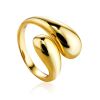 Stylish Modern Gold-Plated Silver Ring The Liquid, Ring Size: Adjustable, image 