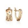 Luminous Gold Plated Earrings With Crystals, image 