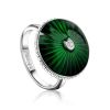 Green Enamel Diamond Ring The Heritage, Ring Size: 6.5 / 17, image 