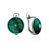 Green Enamel Silver Earrings With Crystals The Heritage, image 