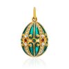 Bright Green Enamel Egg Shaped Pendant With Crystals The Romanov, image 