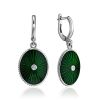 Green Enamel Oval Dangles With Diamonds The Heritage, image 