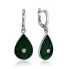 Silver Drop Earrings With Enamel And Diamonds The Heritage, image 