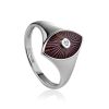 Silver Diamond Ring With Red Enamel The Heritage, Ring Size: 6.5 / 17, image 