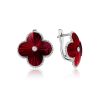 Red Enamel Clover Shaped Earrings With Diamonds The Heritage, image 