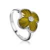 Luminous Enamel Four Petal Ring With Diamond The Heritage, Ring Size: 6.5 / 17, image 