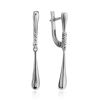 Sleek Silver Dangle Earrings With Crystals, image 