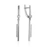 Stylish Silver Dangle Earrings With Crystals, image 