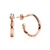 18ct Rose Gold on Sterling Silver Hammered Hoop Earrings The Liquid, image 