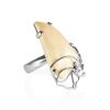 Silver Adjustable Ring With Mammoth Tusk The Era, Ring Size: Adjustable, image 