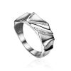 Elegantly Sculpted Silver Crystal Ring, Ring Size: 8 / 18, image 