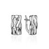 Wavy Textured Silver Earrings, image 