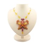 Braided Textile Necklace With Amber And Glass Beads The India, image 