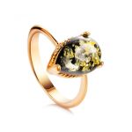 Green Amber Ring In Gold-Plated Silver The Twinkle, Ring Size: 5.5 / 16, image 