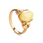 Butterscotch Amber Ring In Gold-Plated Silver The Prussia, Ring Size: 6 / 16.5, image 