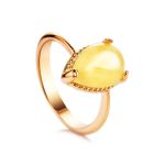 Gold-Plated Ring With Honey Amber The Twinkle, Ring Size: 5.5 / 16, image 