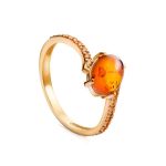 Amber Ring In Gold-Plated Silver With Crystals The Raphael, Ring Size: 6 / 16.5, image 