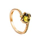 Amber Ring In Gold-Plated Silver With Crystals The Raphael, Ring Size: 5.5 / 16, image 