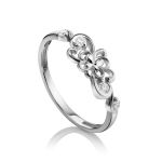 Silver Floral Ring With Crystals, Ring Size: 5 / 15.5, image 